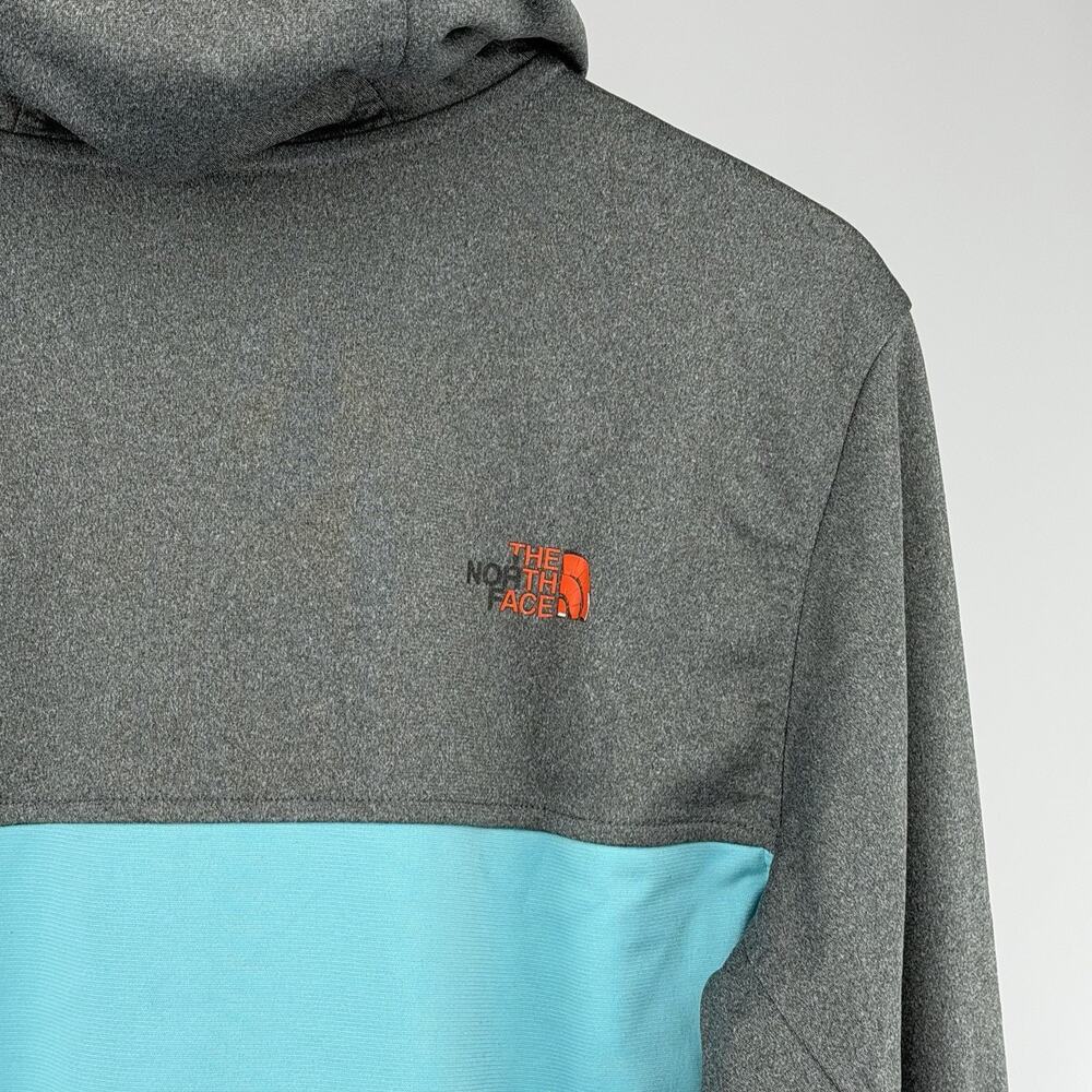 The North Face Full Zip Hoodie Gray Teal Softshell Jacket Mens M Zip Pockets - Picture 6 of 7
